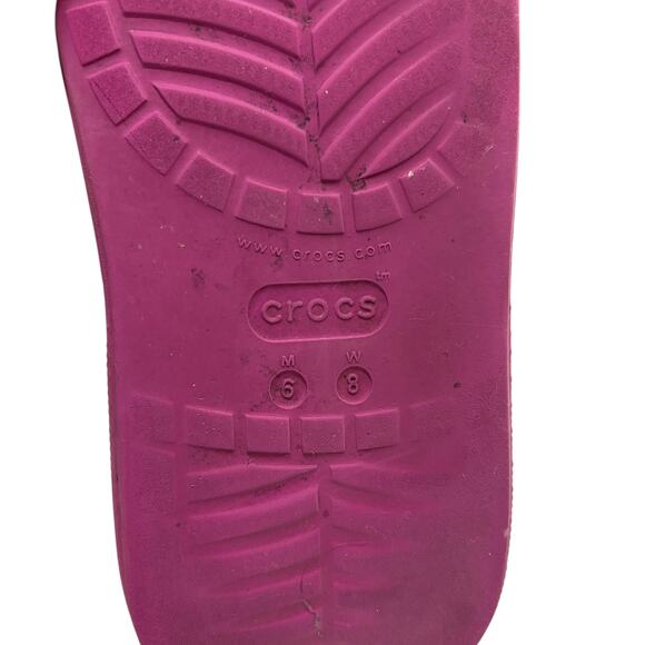 Crocs Rain Boots Magenta Purple Rubber‎ Waterproof W8 M6 Iconic Comfort Gorpcore - Picture 5 of 7